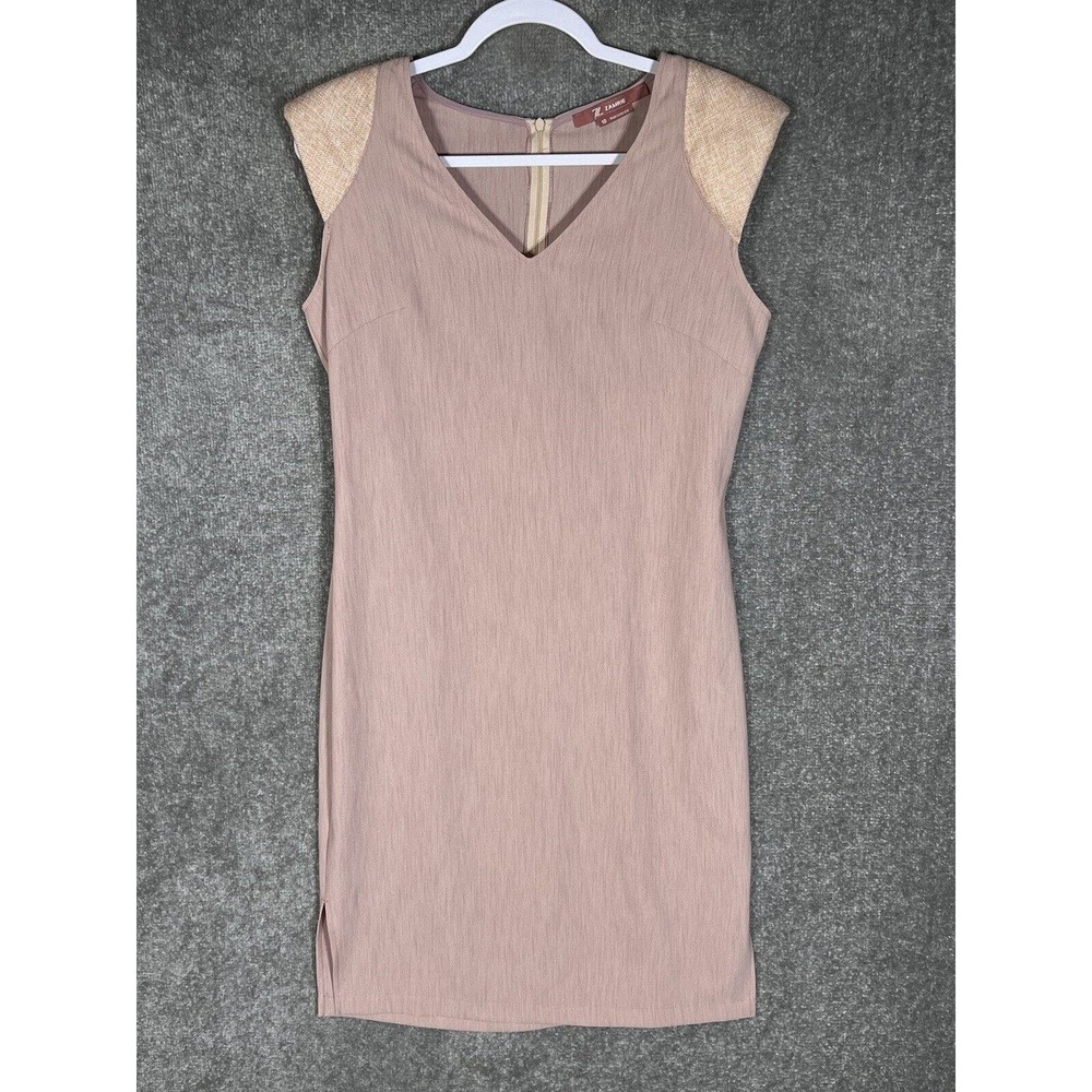 Zamrie Sleeveless V-Neck Padded Shoulder Shift Dress Womens Size 10 Pink‎ USA